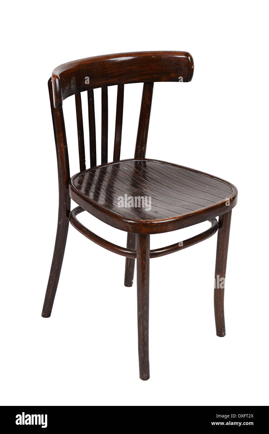 Old wooden chair isolated on white background Stock Photo - Alamy