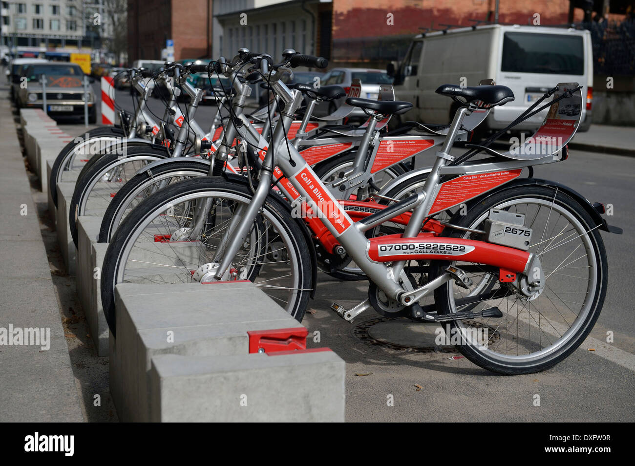 Rental bikes from the Deutsche Bundesbahn German Railway DB Berlin Germany Mietfahrraeder der Deutschen Bundesbahn DB Berlin Stock Photo