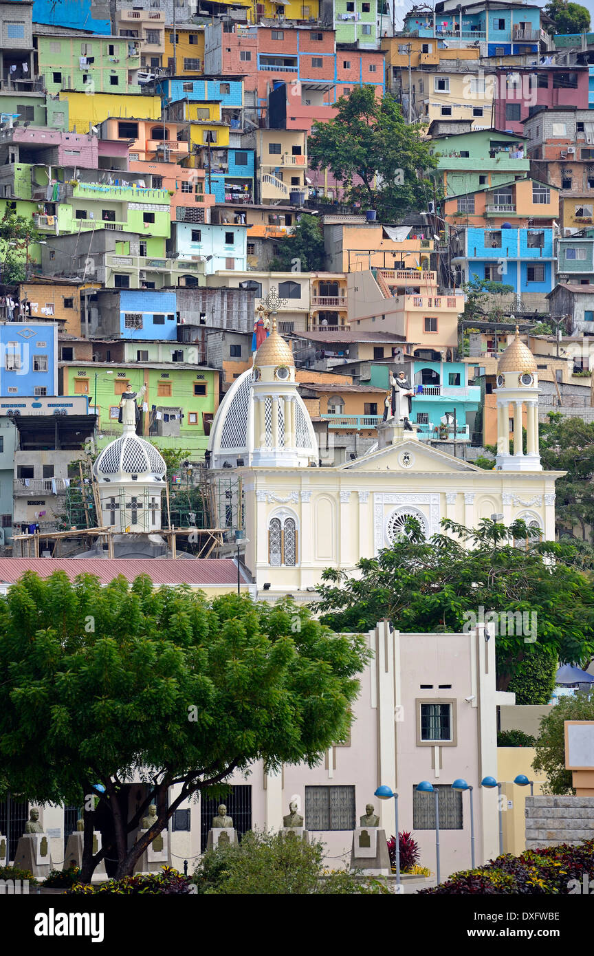 Houses, Cerro del Carmen, Guayaquil, Guayas Province, Ecuador Stock