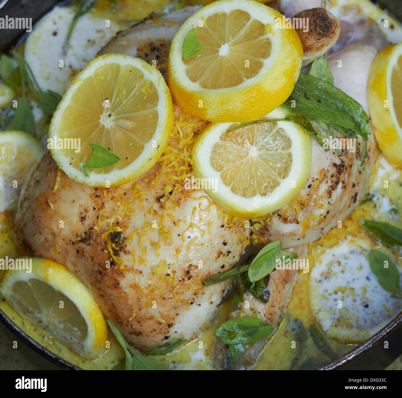 Milk And Lemon Chicken With Couscous Stock Photo Alamy