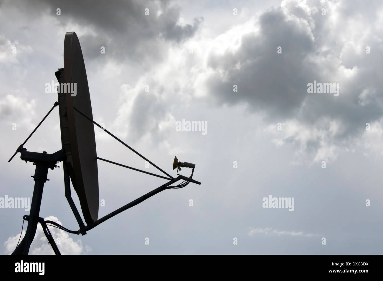 A satellite dish for receiving digital television transmissions. Stock Photo