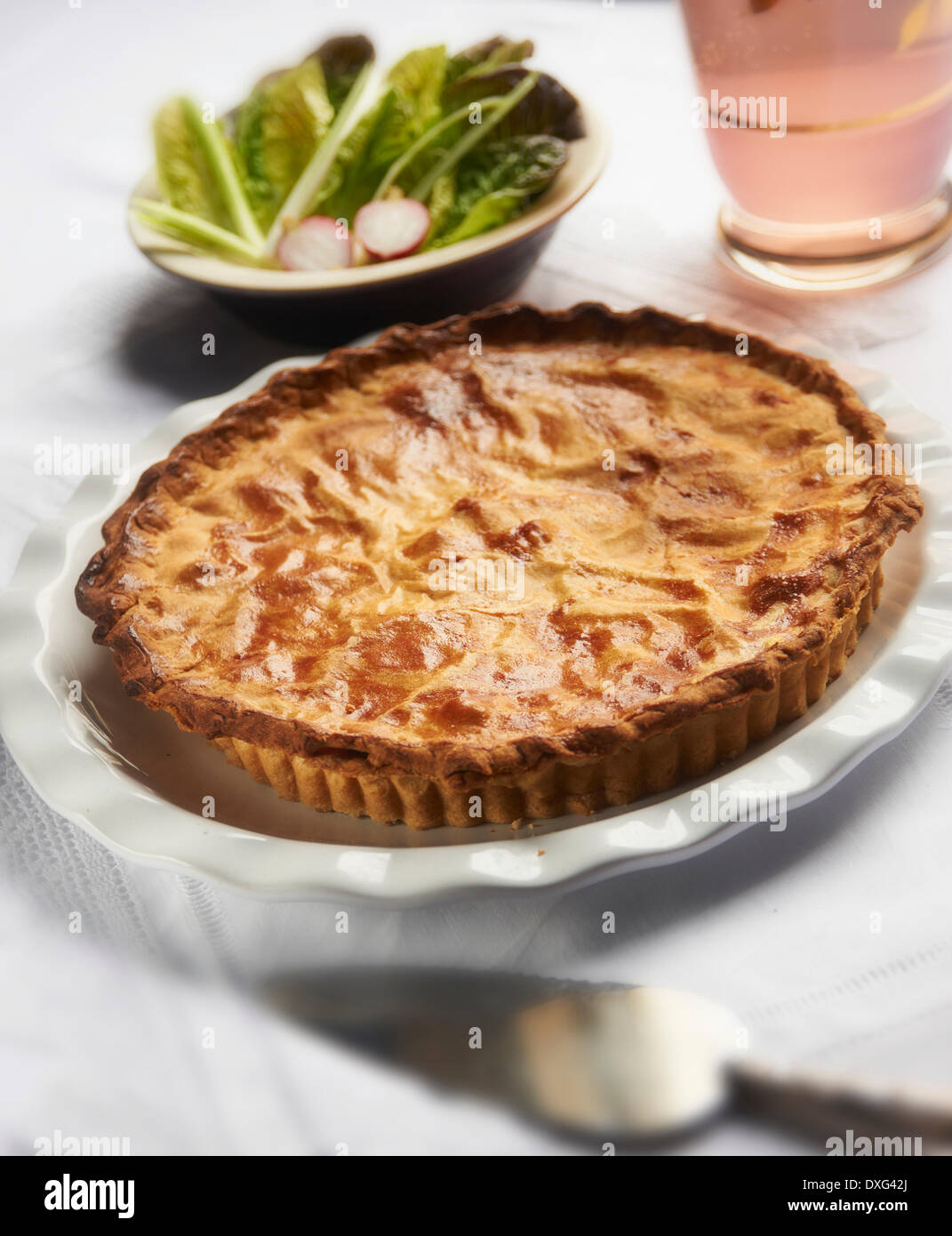 Homemade Ham And Egg Pie On Plate Stock Photo Alamy