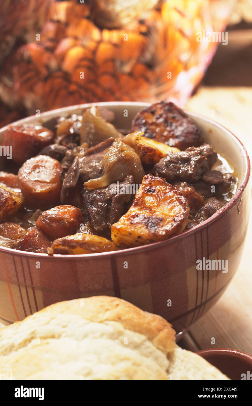 Serving Of Homemade Game Stew Stock Photo