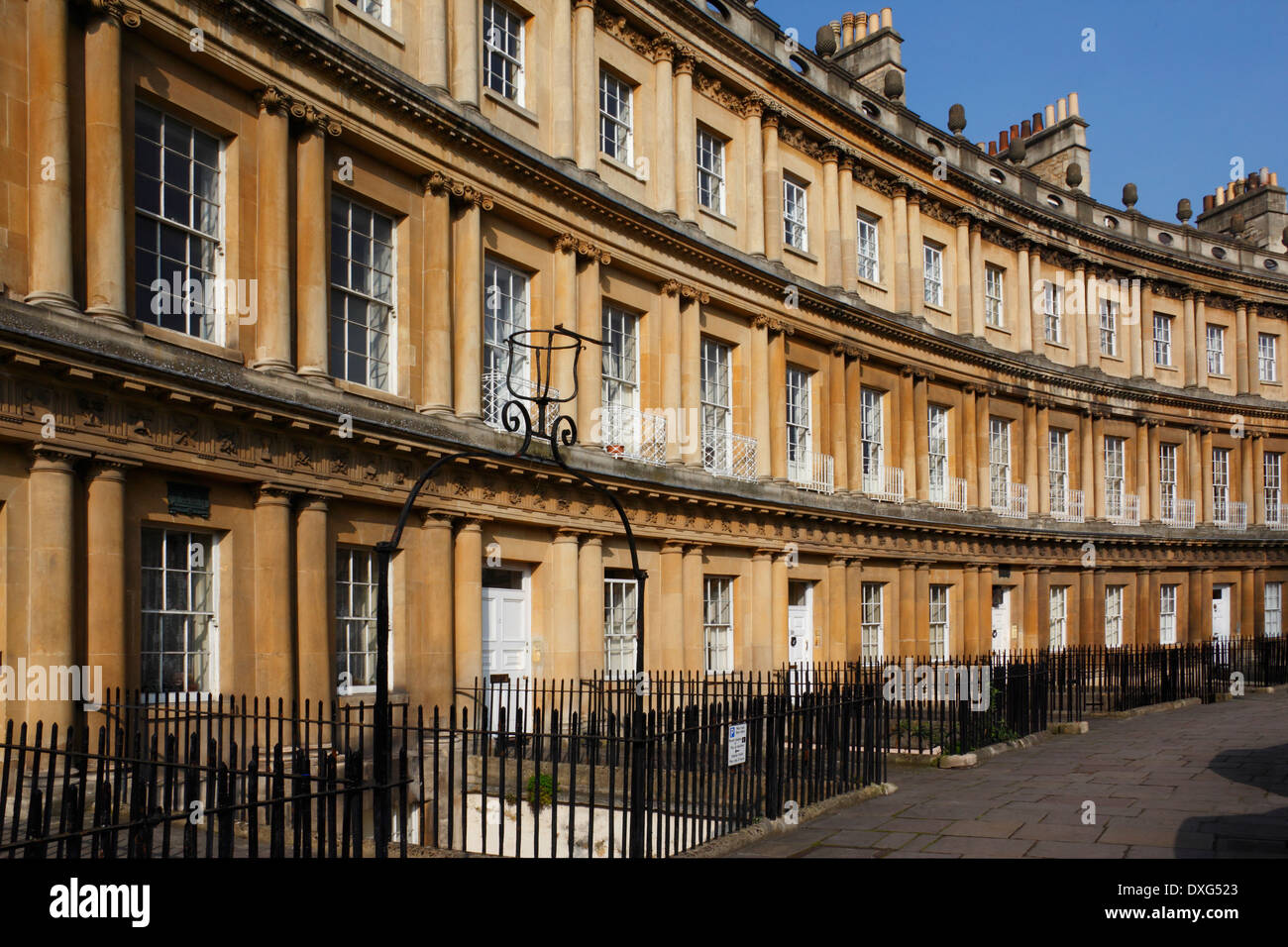 The Circus Crescent in the City of Bath in southwest England. Stock Photo