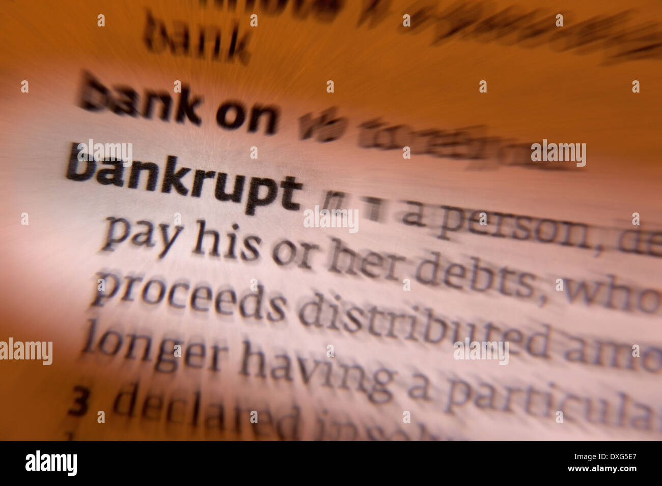Bankruptcy is a legal status of a person or other entity that cannot repay the debts it owes to creditors Stock Photo