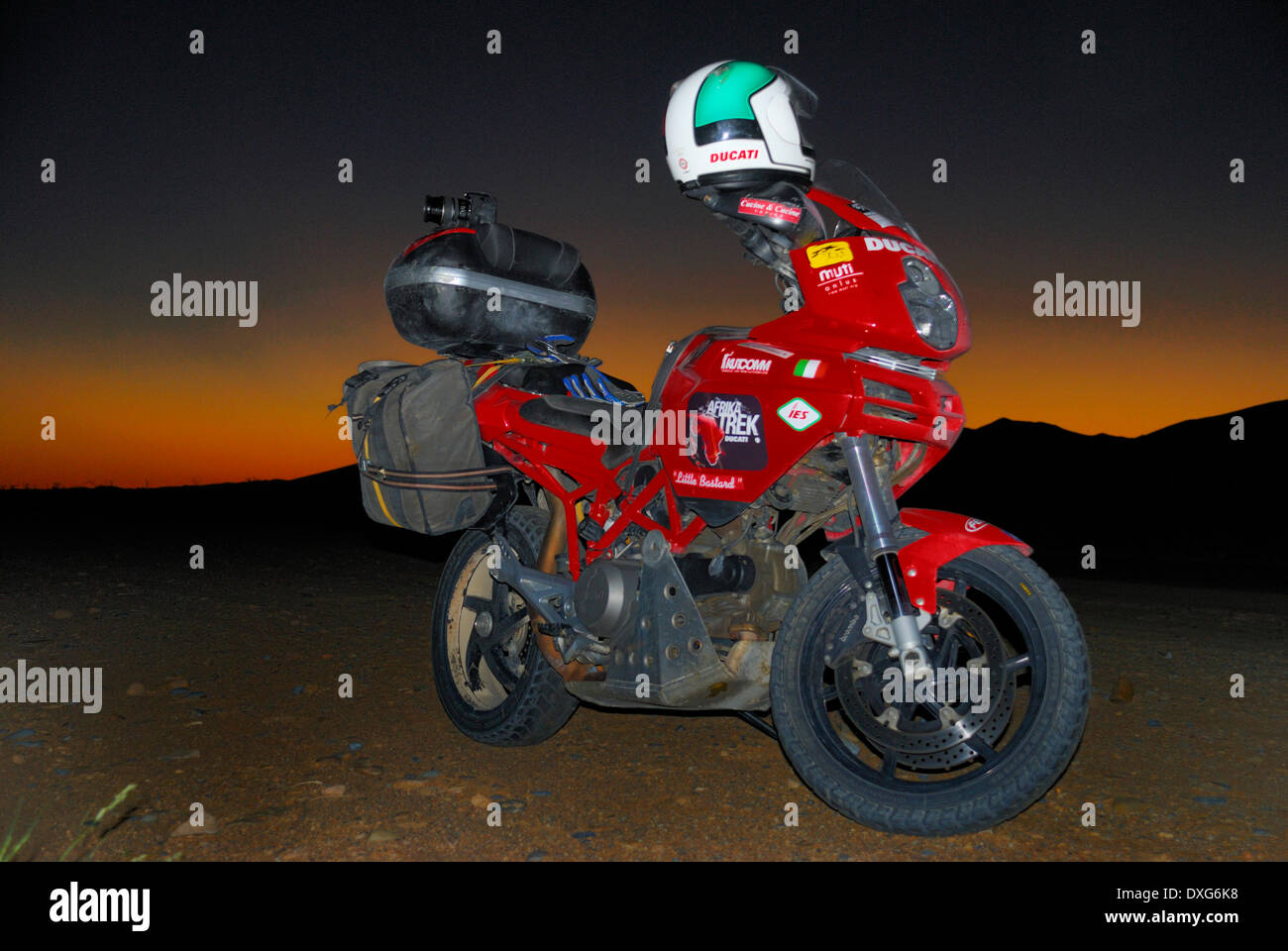 Ducati Motorcycle at sunset near Sossusvlei, Namibia Stock Photo Alamy