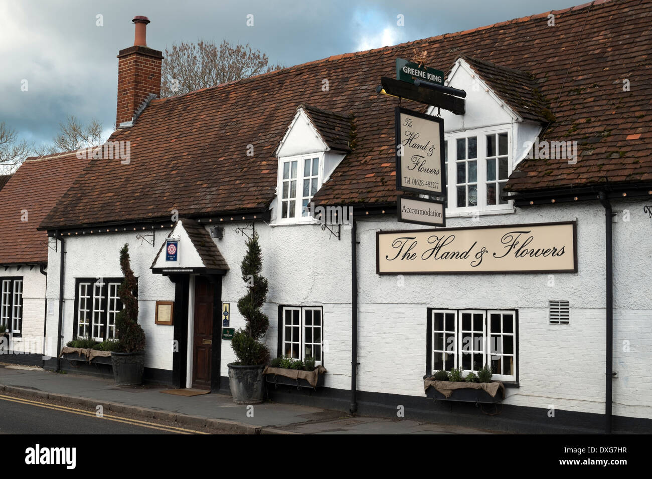 Hand & Flowers bar restaurant and public house Marlow Bucks UK Stock