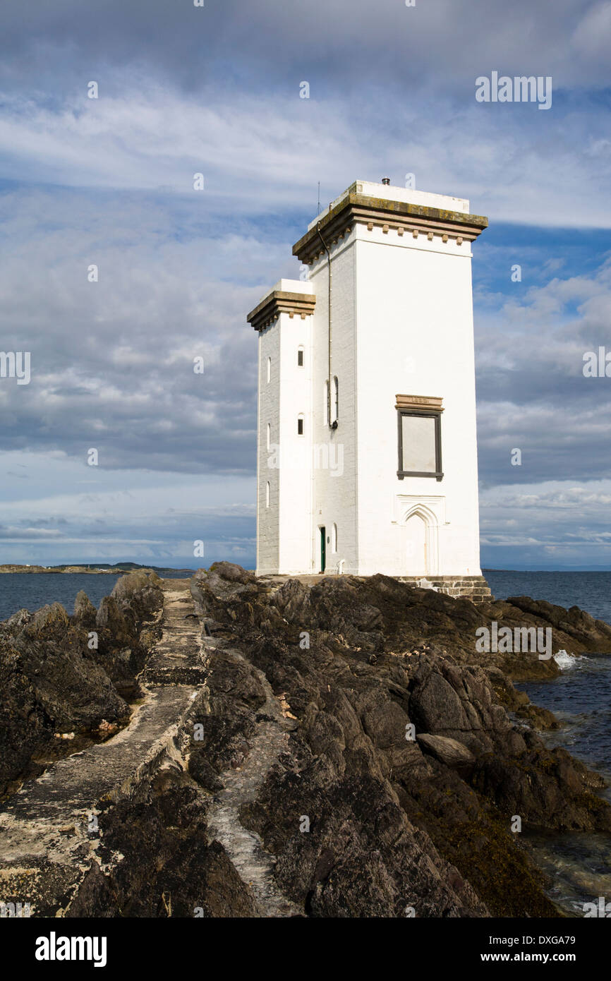 Carraig Fhada Lighthouse, Port Ellen, Isle of Islay, Inner Hebrides, Scotland Stock Photo