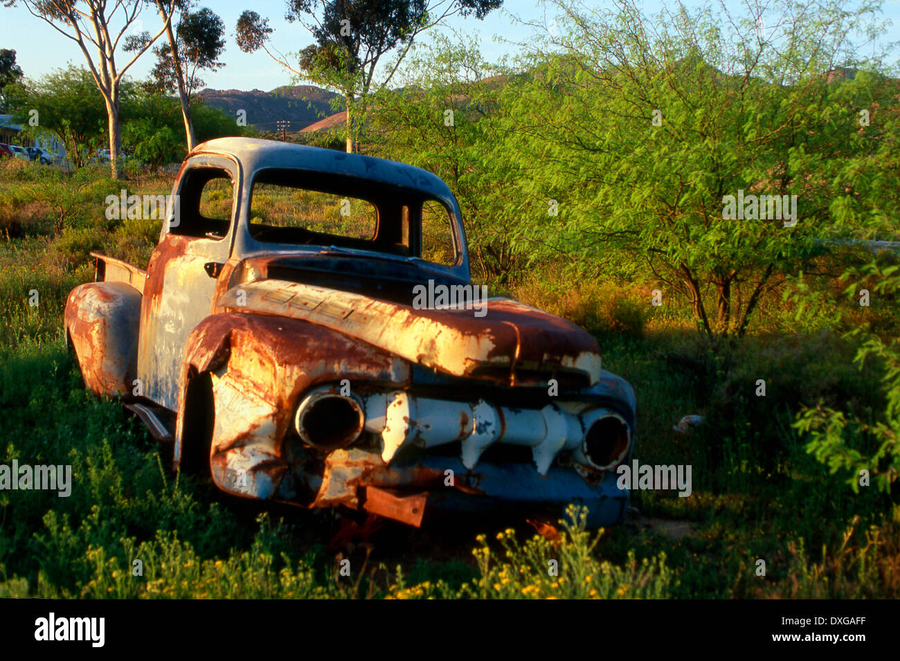 Abandoned vintage pick up truck, Kamieskroon, Namaqualand, Northern Cape Stock Photo