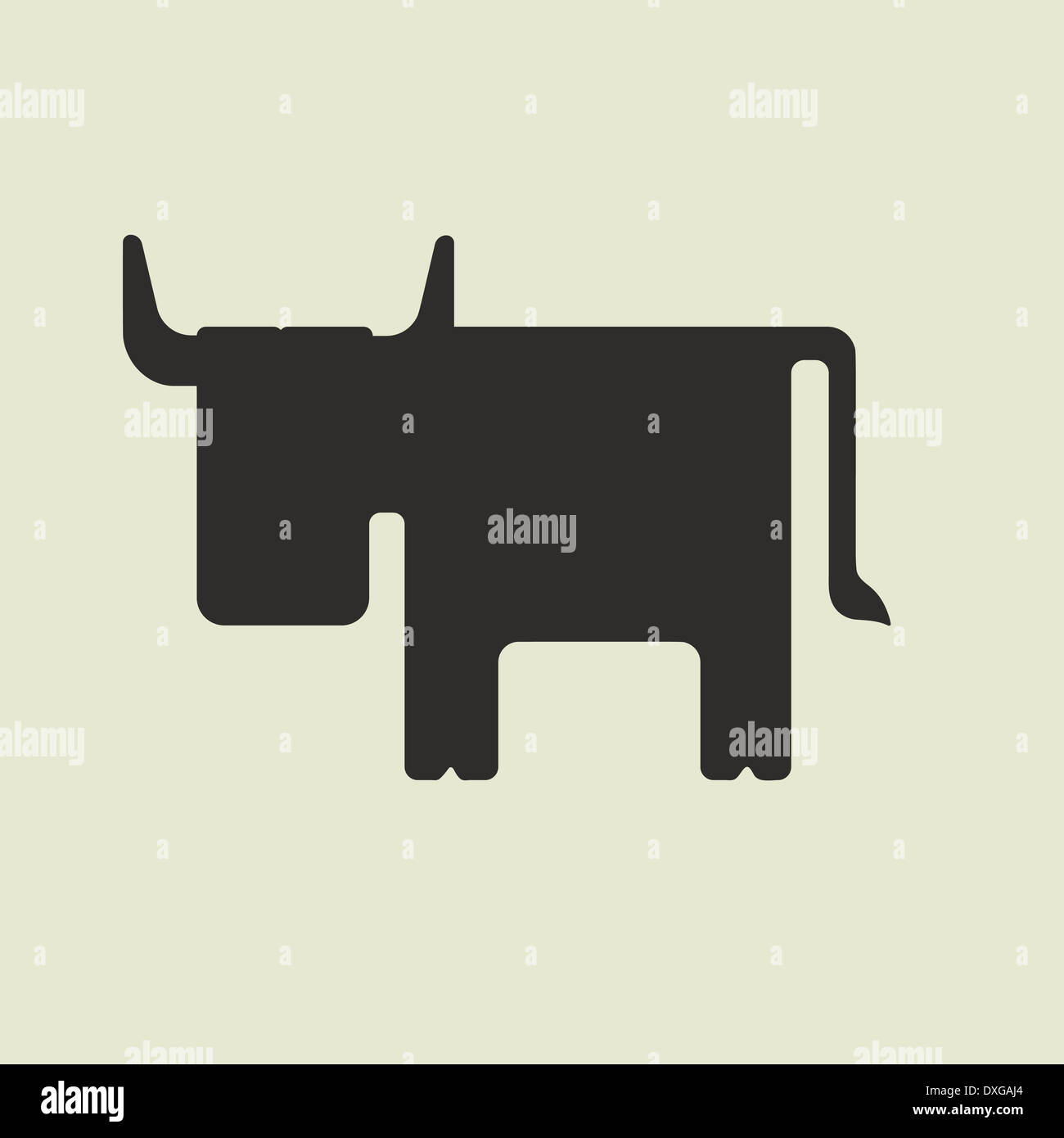 Silhouette of cute cartoon bull with horns Stock Photo