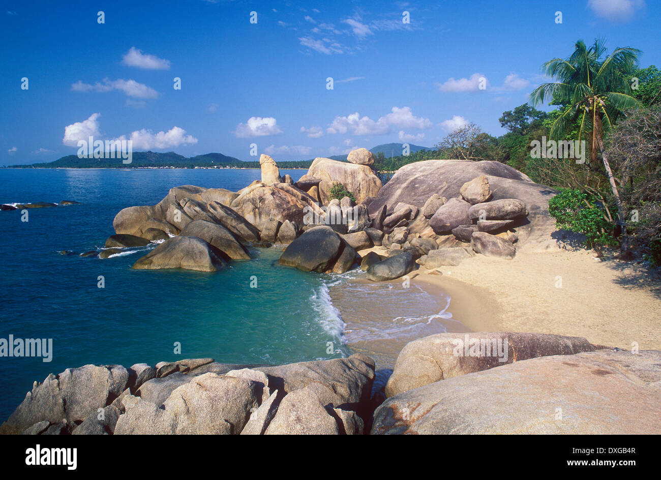 Hin Ta and Hin Yai Rocks, Grand Rocks, Lamai Beach, Ko Samui, Thailand Stock Photo