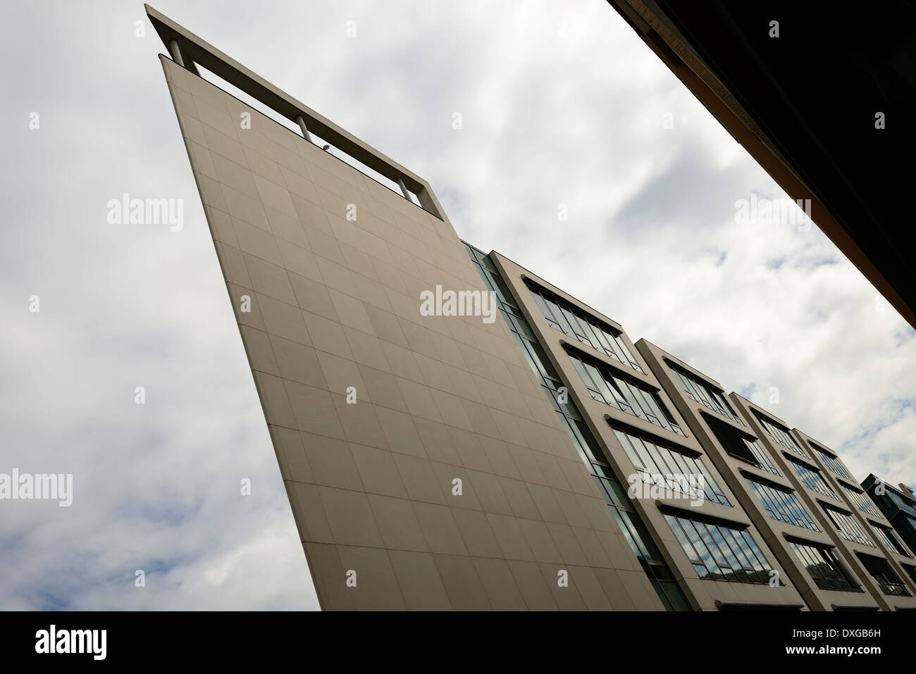 cloudy sky and modern architecture details in Stuttgart city center Stock Photo