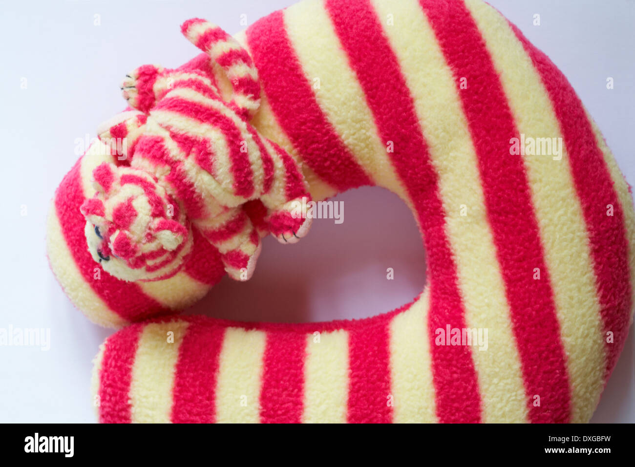 Bagpuss soft cuddly toy set on white background Stock Photo