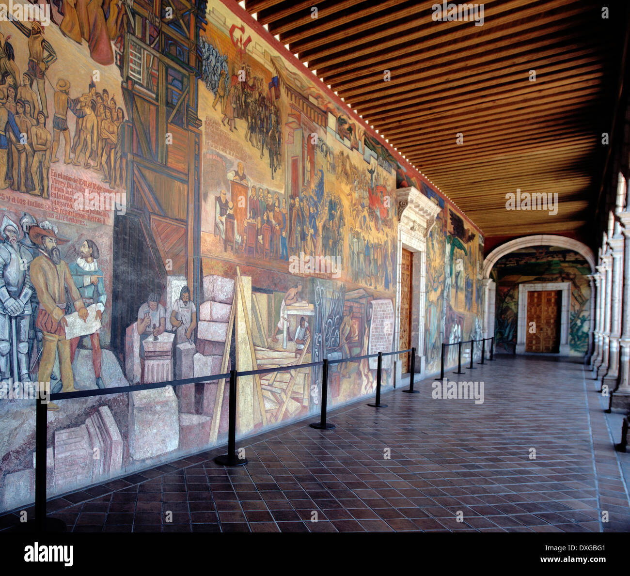 America, Mexico, Michoacan state, Morelia city, Palacio de gobierno, frescos painted by Alfredo Zalce Stock Photo