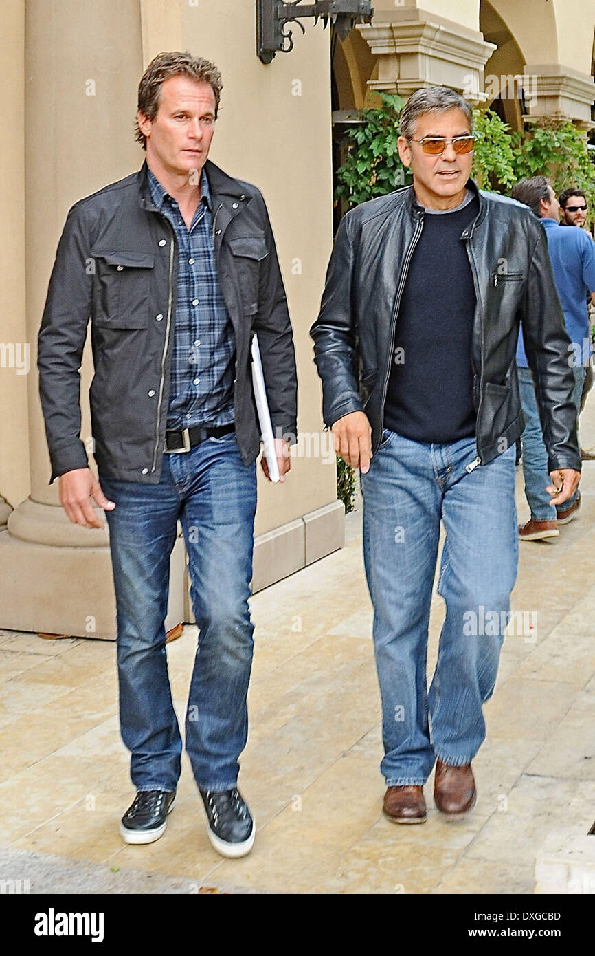 Rande Gerber and George Clooney out and about in Beverly Hills Los Angeles,  California- 11.10.12 Featuring: Rande Gerber and Ge Stock Photo - Alamy