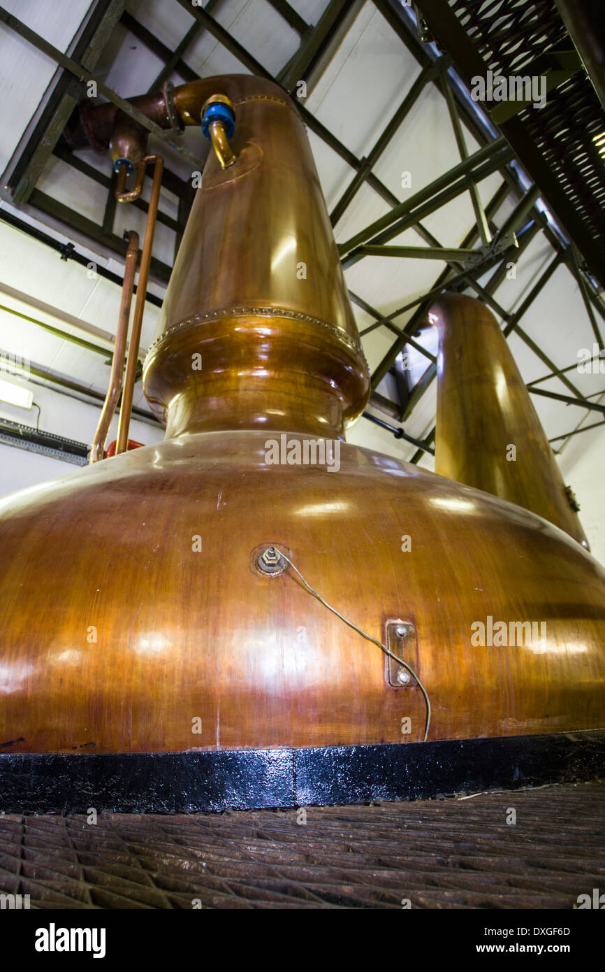 Whisky still in Ardbeg Distillery, Isle of Islay, Inner Hebrides, Scotland Stock Photo