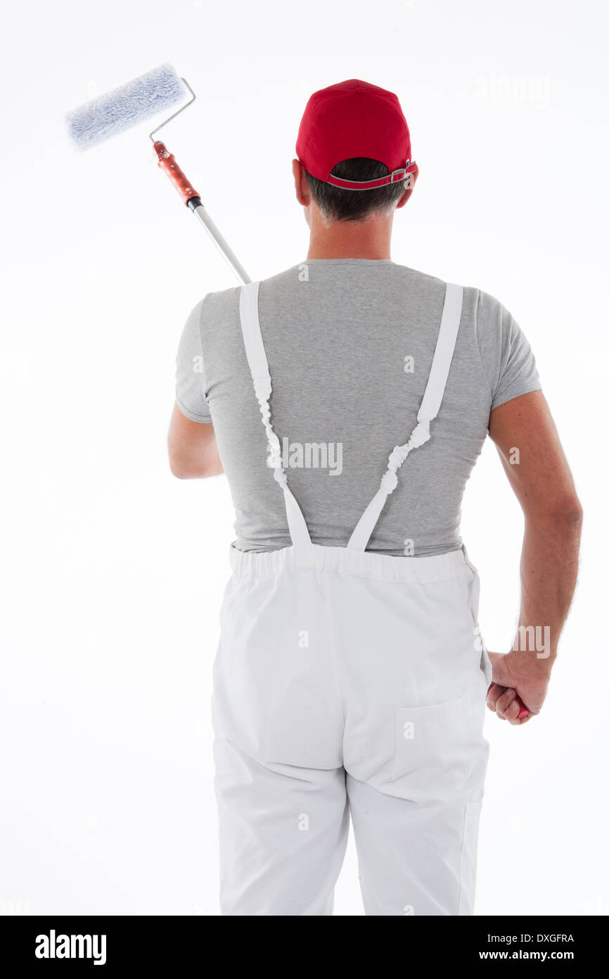 House painter in overalls Stock Photo - Alamy