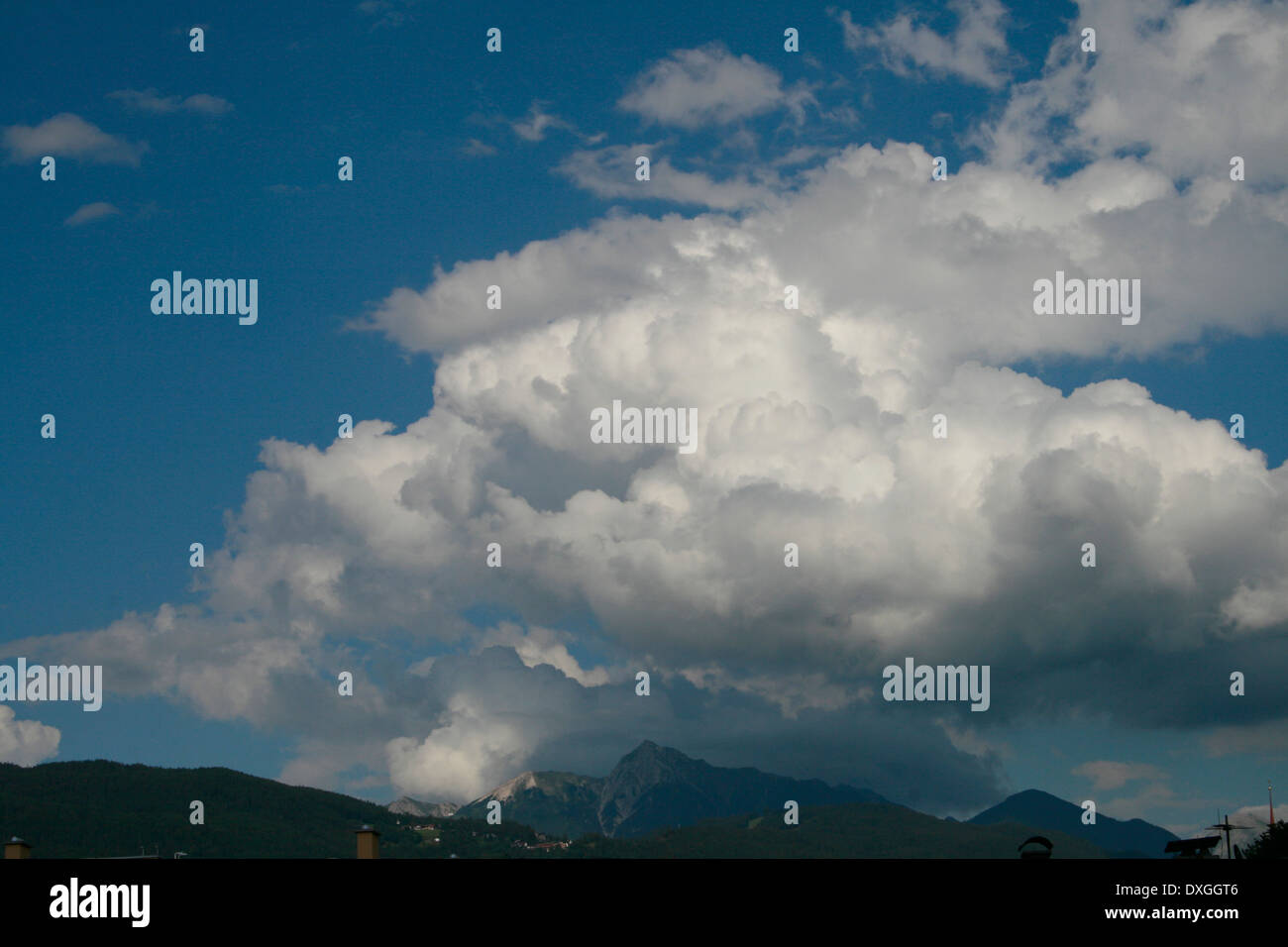 Mountains with clouds in the Inn Valley Stock Photo