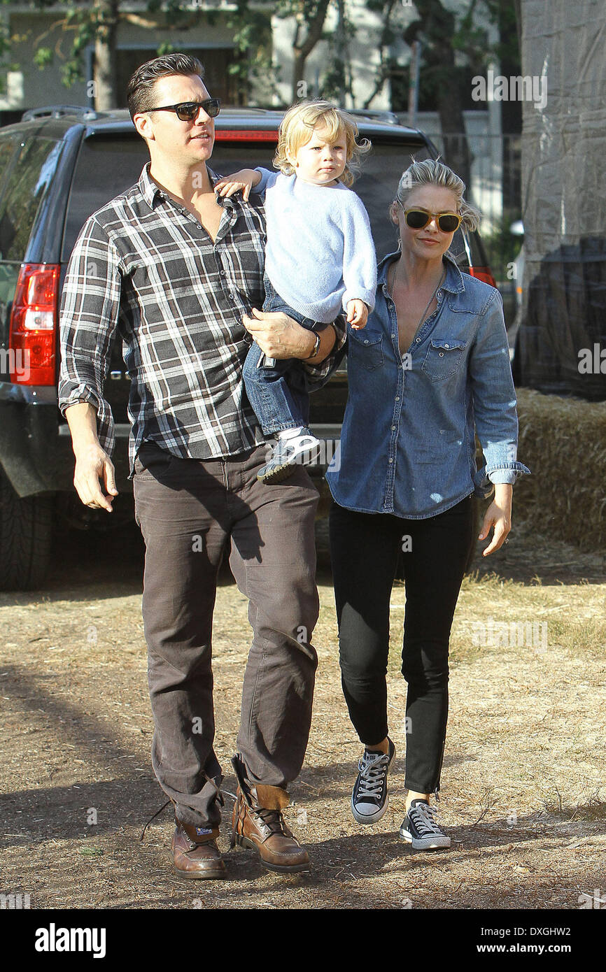 Actress Ali Larter seen with her husband Hayes MacArthur and their son