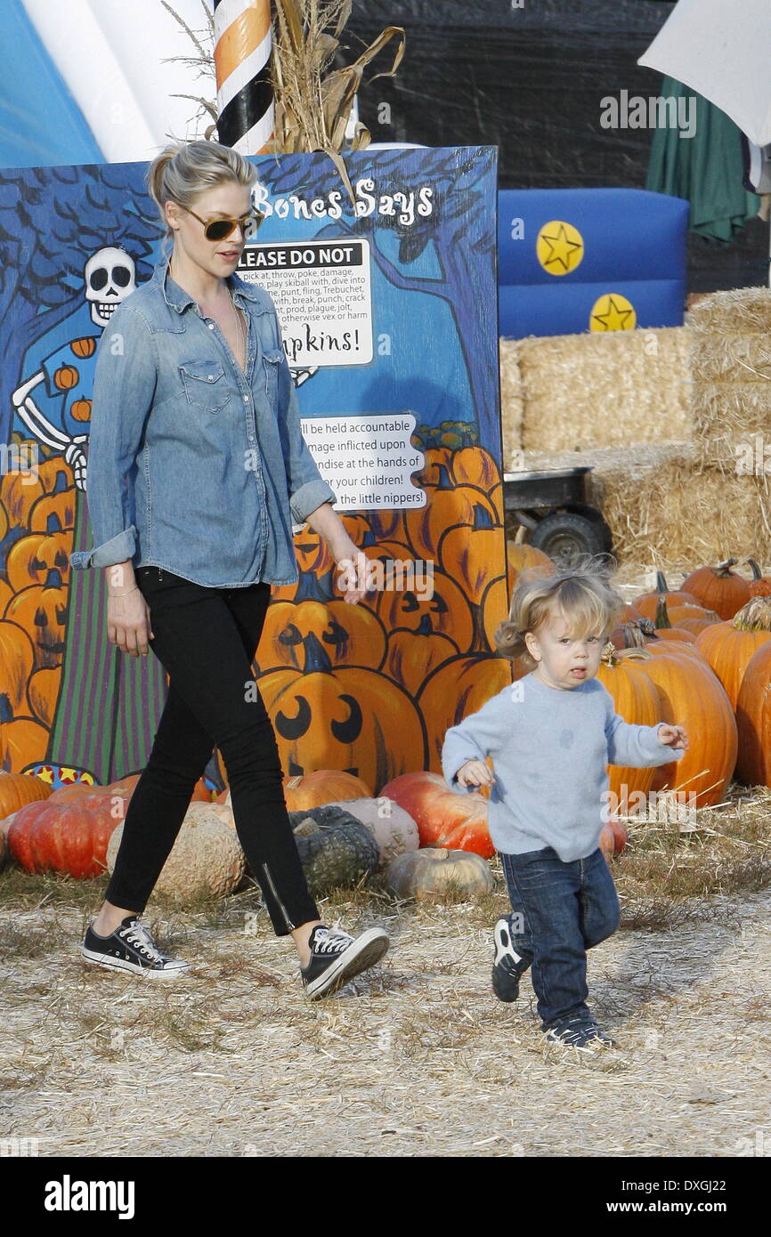 Actress Ali Larter seen with her son Theodore at Mr. Bones Pumpkin