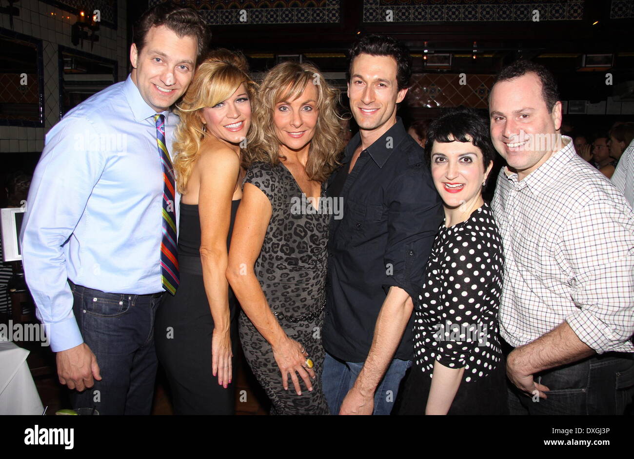 Graham Rowat, Felicia Finley, Judy McLane, Aaron Lazar, Lauren Cohn and Dan Cooney 11th Anniversary party for the Broadway hit musical 'Mamma Mia' held at Toloache restaurant Where: New York City, United States When: 18 Oct 2012 Stock Photo