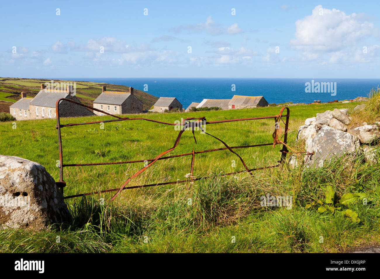 Cottages along the North Cornish Coast, near Saint Ives, Cornwall, United Kingdom Stock Photo
