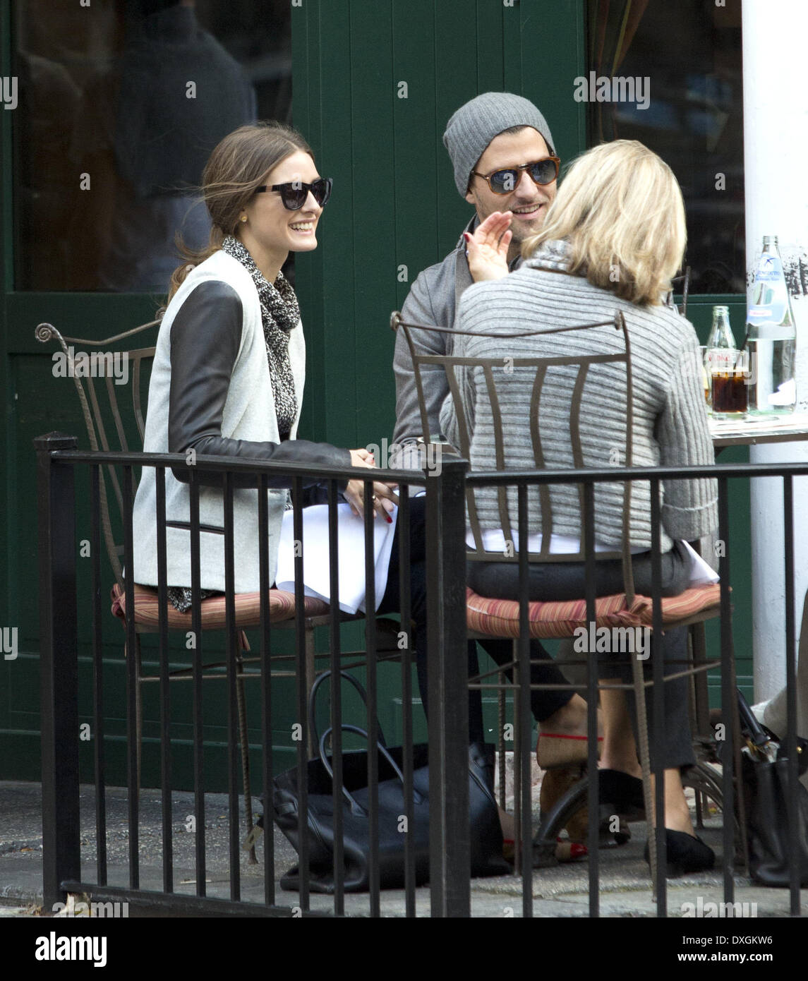 Olivia Palermo and Johannes Huebl are seen having brunch at San
