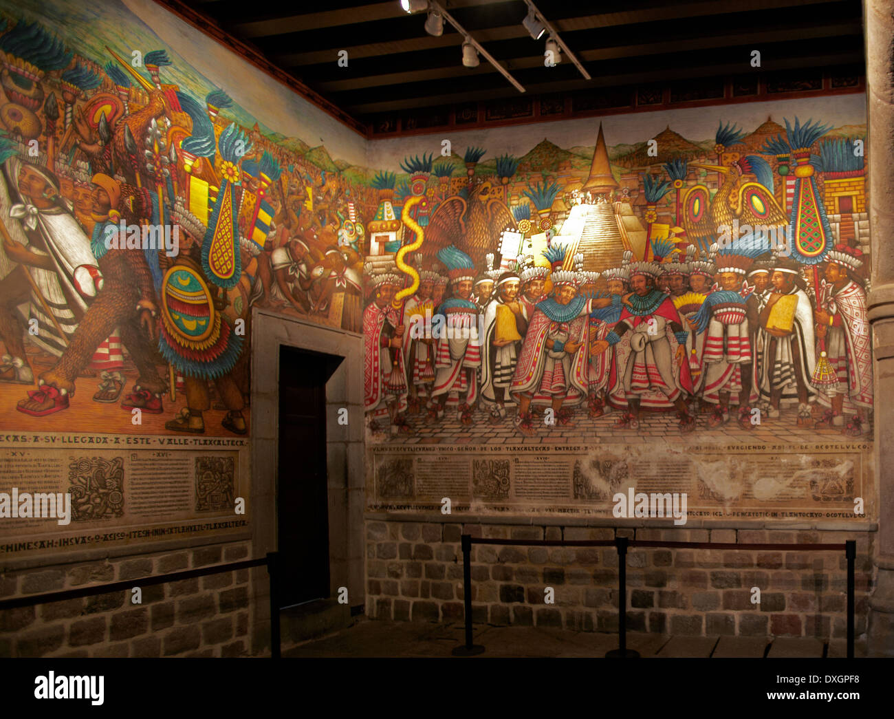 America, Mexico, Tlaxcala state, Tlaxcala city, palacio de gobierno, the frescos from Desiderio Hernandez Stock Photo