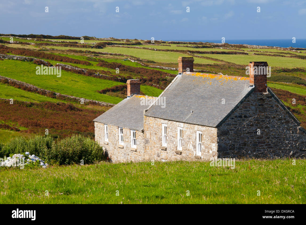 Cottage along the North Cornish Coast, near Saint Ives, Cornwall, United Kingdom Stock Photo