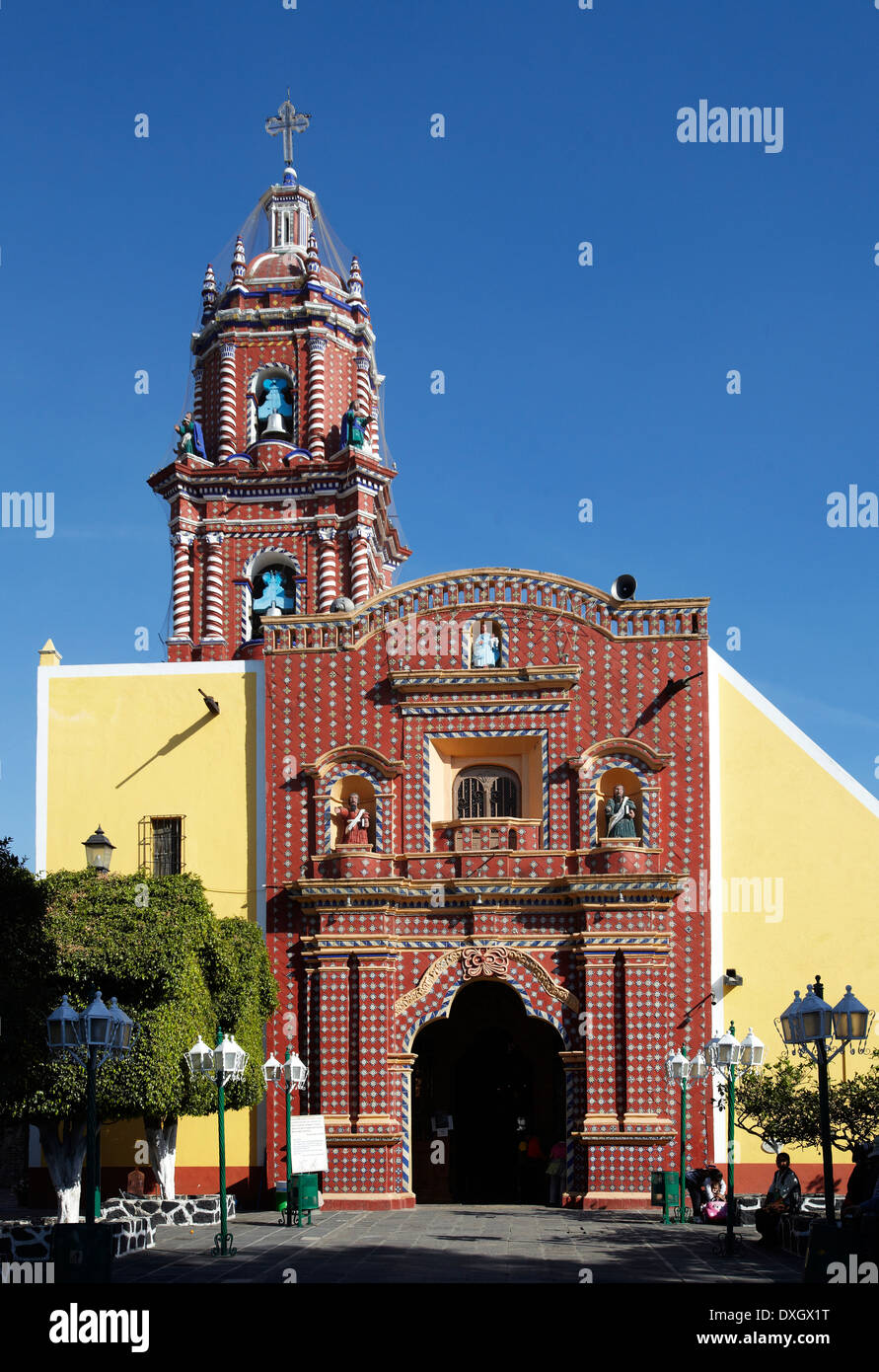 América, Mexico, Puebla state, Tonantzintla village, Santa María church Stock Photo