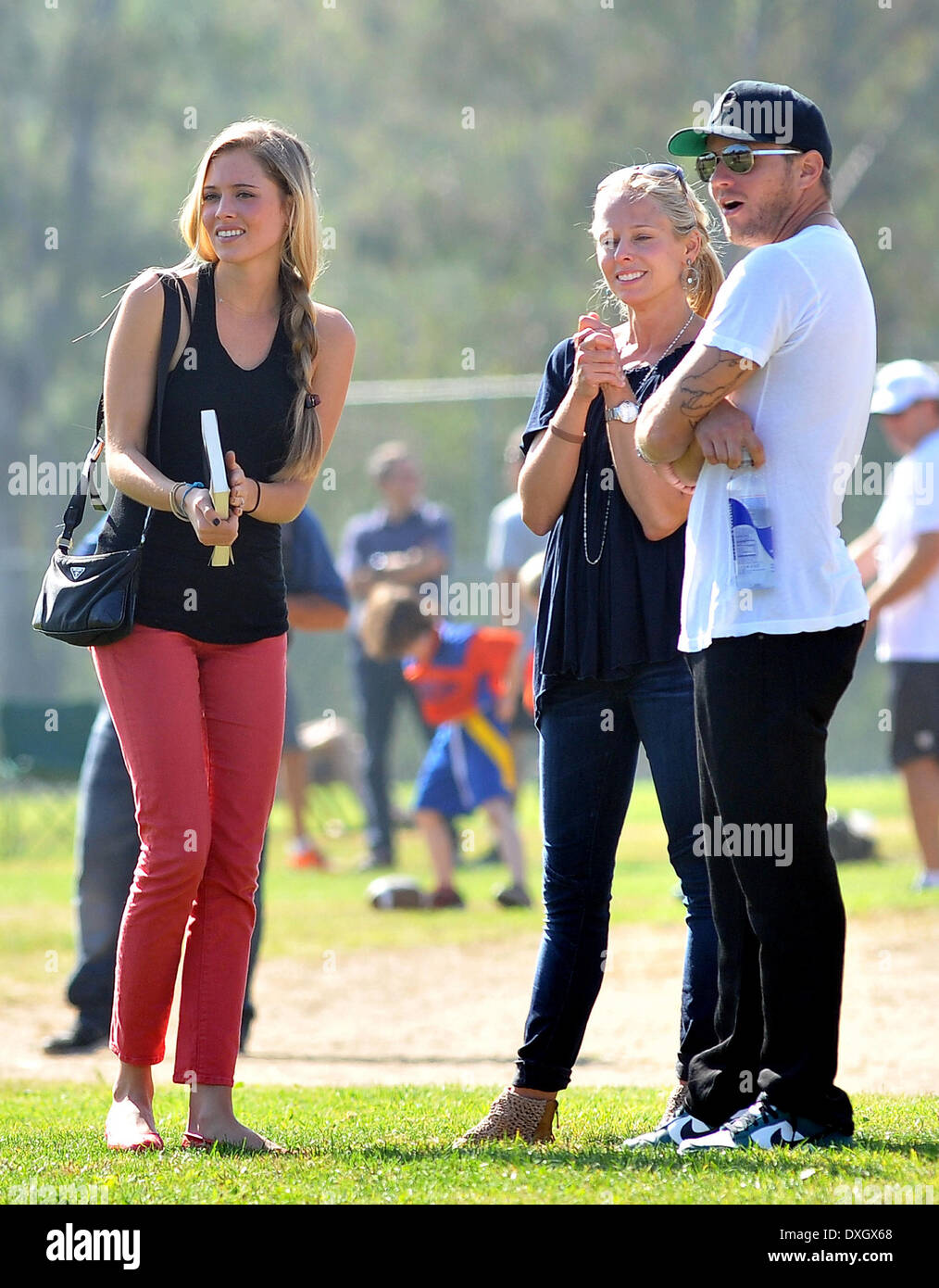Paulina Slagter, Ryan Phillippe Ryan Phillippe at a park in Brentwood with his girlfriend to watch his son's soccer game Los Angeles, California - 03.11.12 Featuring: Paulina Slagter,Ryan Phillippe When: 03 Nov 2012 Stock Photo