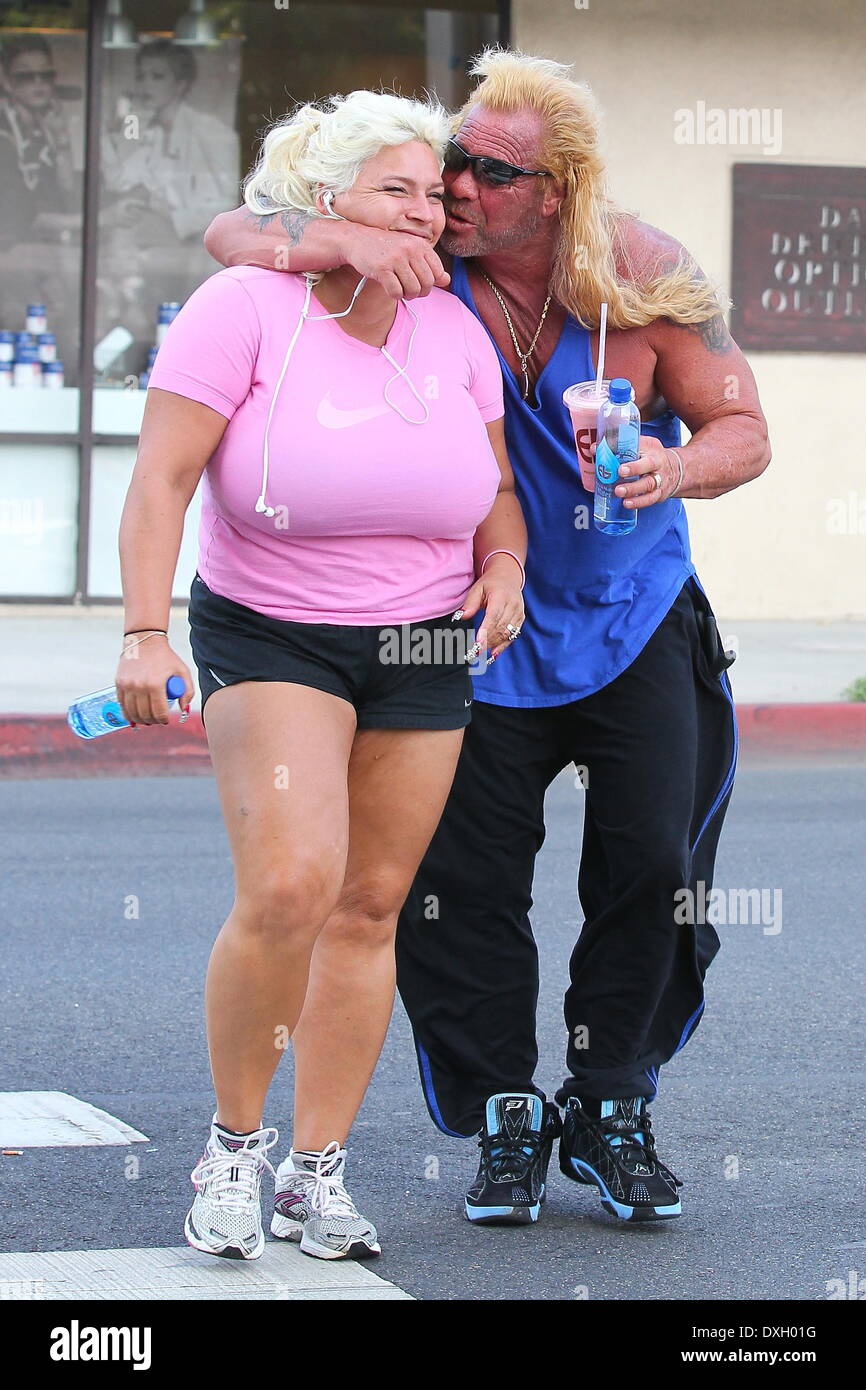 Duane Chapman aka Dog The Bounty Hunter, along with his wife Beth Smith exits a tanning salon in West Hollywood Los Angeles, California- 07.11.12 Featuring: Duane Chapman aka Dog The Bounty Hunter,along with his wife Beth Smith exits a tanning salon in West Hollywood Where: Los Angeles, CA, United States When: 07 Nov 2012 Stock Photo