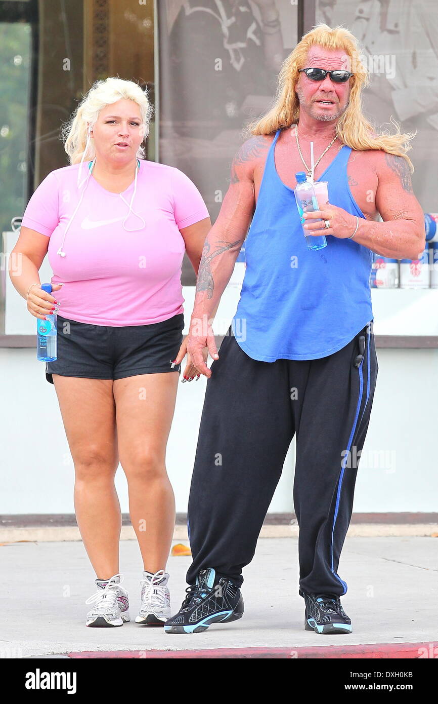 Duane Chapman aka Dog The Bounty Hunter, along with his wife Beth Smith exits a tanning salon in West Hollywood Los Angeles, California- 07.11.12 Featuring: Duane Chapman aka Dog The Bounty Hunter,along with his wife Beth Smith exits a tanning salon in West Hollywood Where: Los Angeles, CA, United States When: 07 Nov 2012 Stock Photo