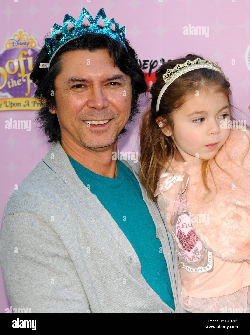 Lou Diamond Phillips and his daughter Indigo Los Angeles premiere of Disney Channel's 'Sofia The First: Once Upon a Princess' at The Walt Disney Studios - Arrivals Burbank, California - 10.11.12 Featuring: Lou Diamond Phillips and his daughter Indigo When: 10 Nov 2012 Stock Photo