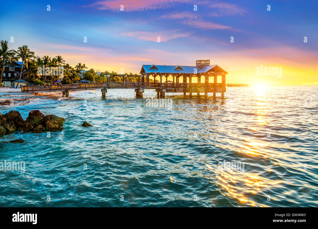 Pier at the beach in Key West, Florida USA Stock Photo