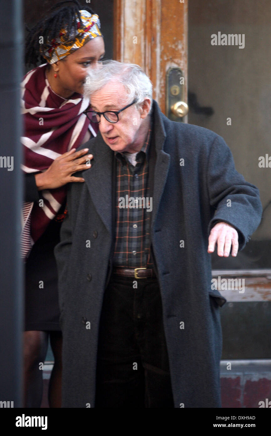 Woody Allen Celebrities on the set of 'Fading Gigolo' shooting on