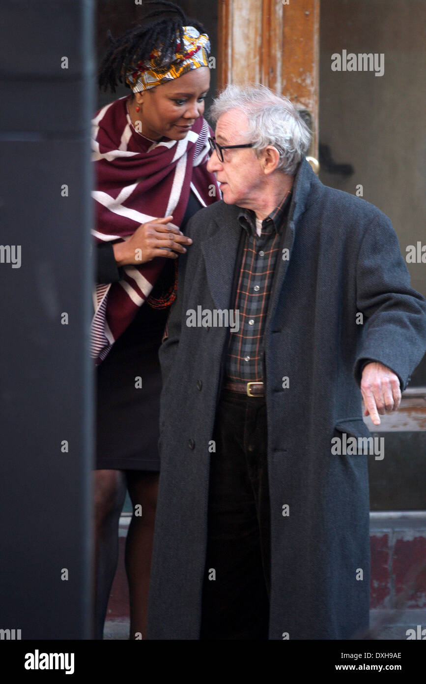 Woody Allen Celebrities on the set of 'Fading Gigolo' shooting on