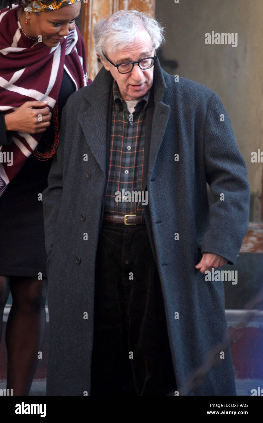 Woody Allen Celebrities on the set of 'Fading Gigolo' shooting on