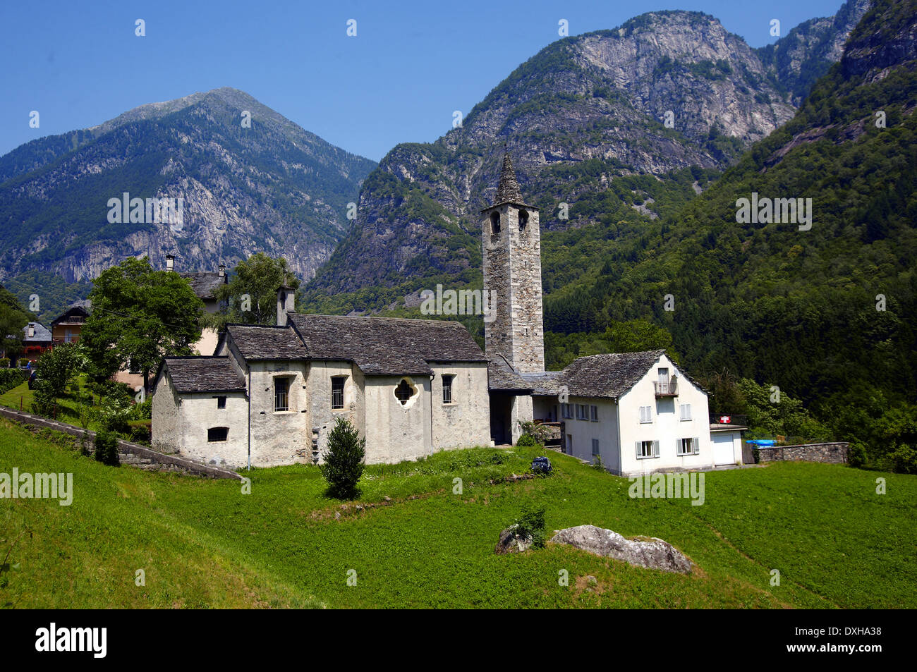 Europe, Switzerland, Ticino Canton,  Maggia Valley,  Broglio village, Stock Photo