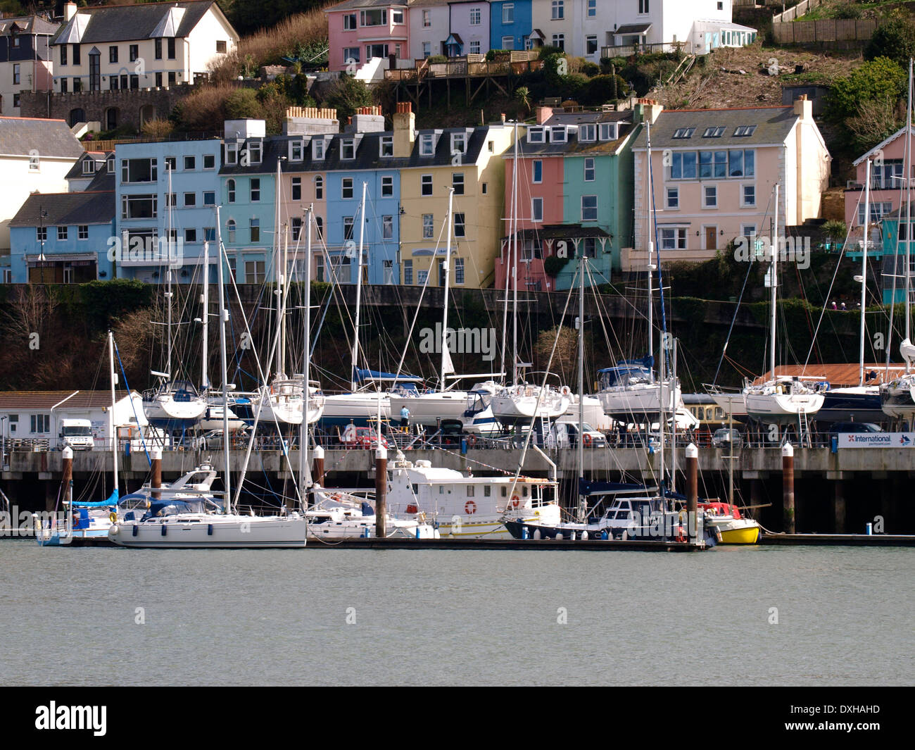 Colourful houses above marina, Kingswear, Devon, UK Stock Photo Alamy
