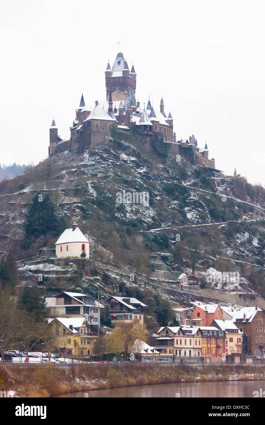 Chochem Castle in Winter, Chochem, Mosel River Valley, Germany Stock Photo
