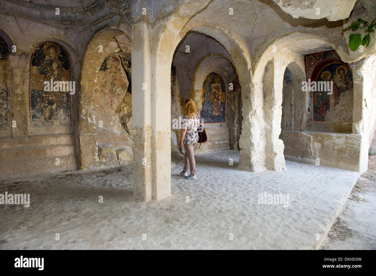 Italy, Europe, Apulia, Massafra, rupestrian city of civilization, Crypt of Candlemas twelfth century Stock Photo