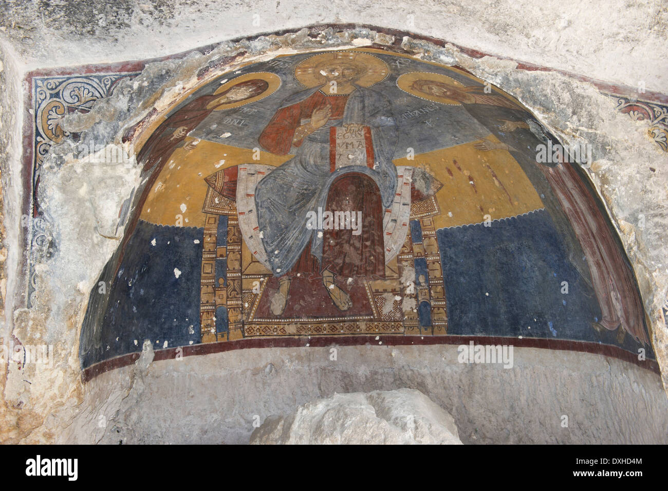 Italy, Europe, Apulia, Massafra, rupestrian city of civilization, Crypt of S. Leonardo of  twelfth century Stock Photo