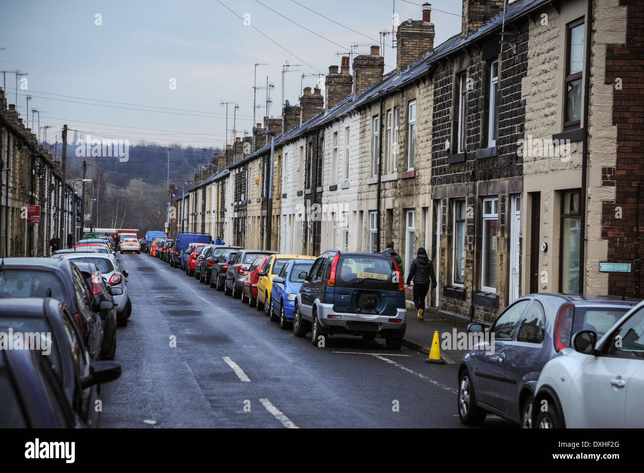 Terraced street in Hillsborough area of Sheffield South Yorkshire UK Stock Photo