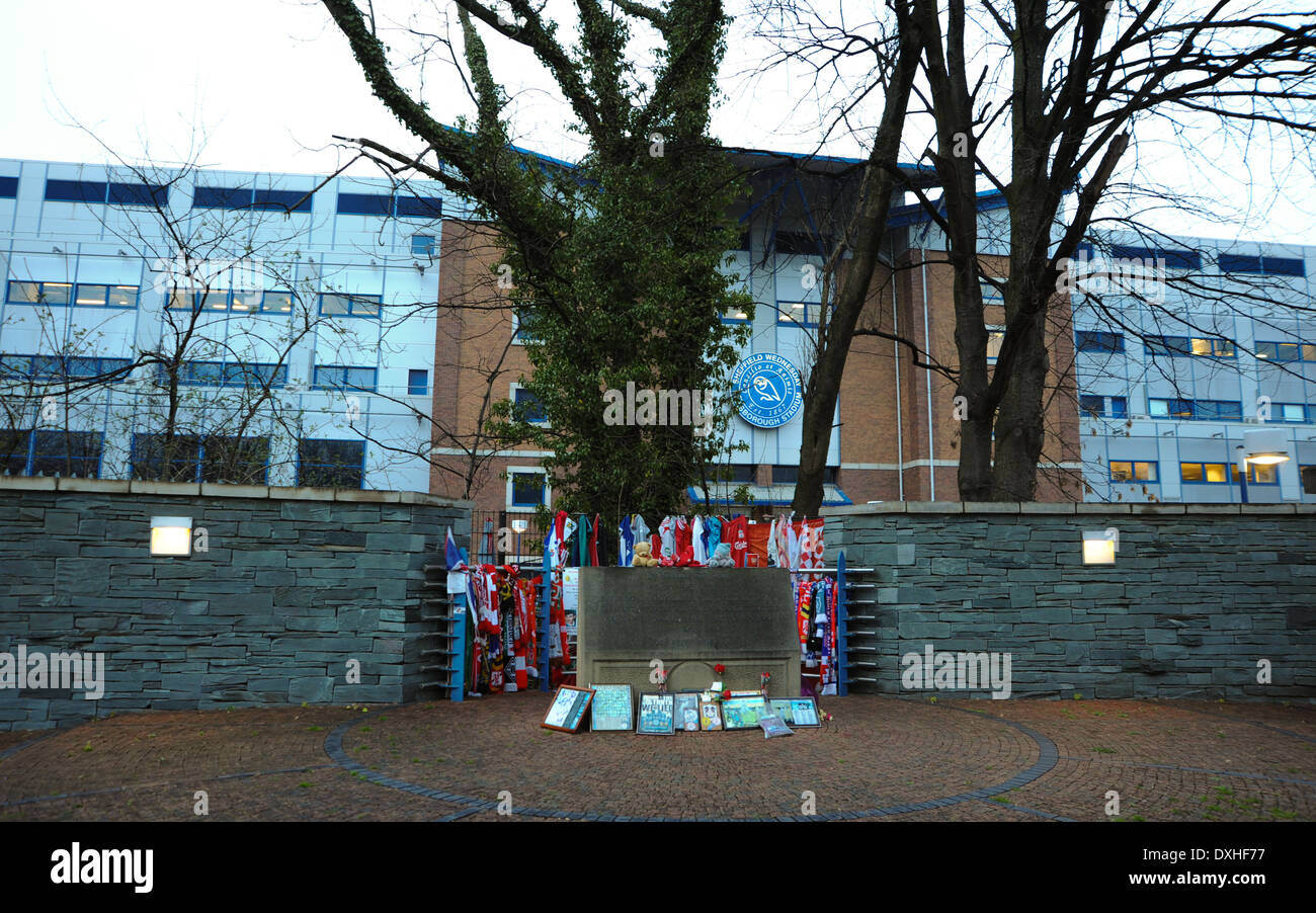Memorial to football fans who died in the Hillsborough tragedy of 1989