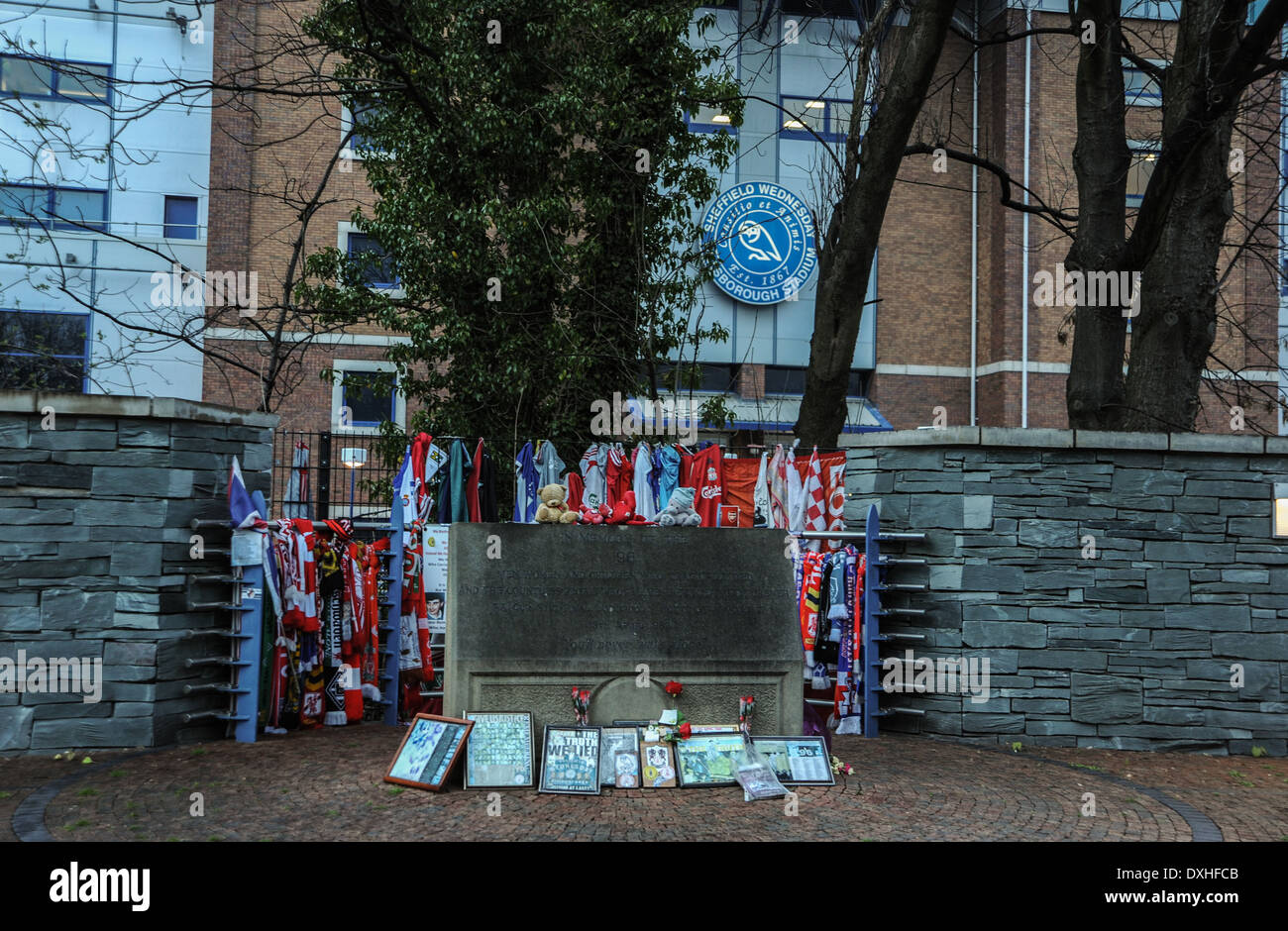 Memorial to football fans who died in the Hillsborough tragedy of 1989