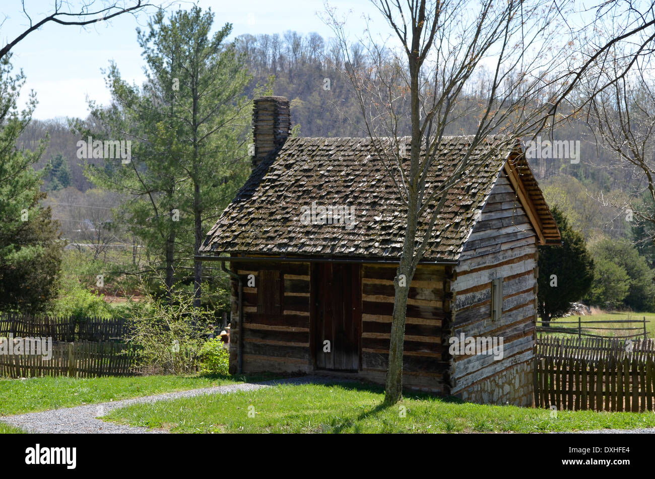 Old log cabin at Rocky Mount Tennessee Stock Photo