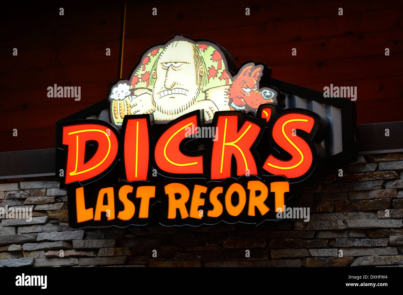 Dick's Last Resort Sign Gatlinburg Tennessee Stock Photo