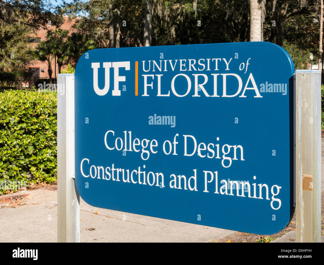 Sign , College of Design, Construction and Planning,University of Florida, Gainesville, FL, USA Stock Photo