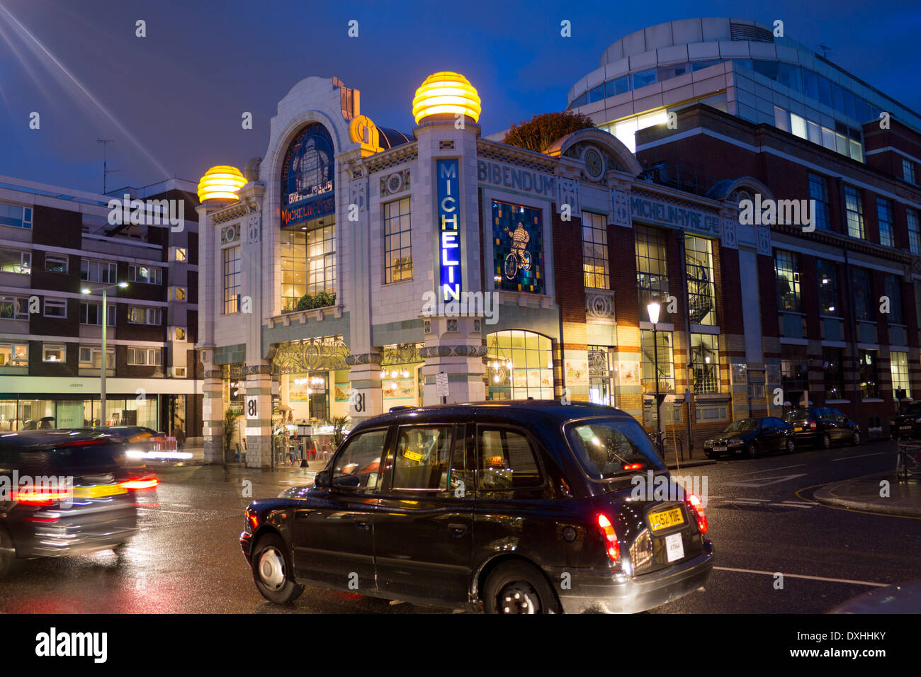 Bibendum Restaurant Michelin House at night Fulham Road South Kensington London England UK Stock Photo